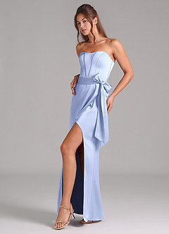 Azazie Jamie Bridesmaid Dresses Ice A-Line Strapless Stretch Satin Convertible Dress image4