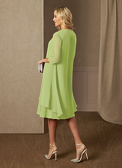 Azazie Olivia Final Sale Pear A-Line Square Neckline Pleated Chiffon Dress image3