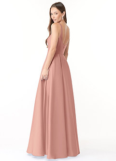 Azazie Neve Bridesmaid Dresses Rosette Ball-Gown with Pockets Stretch Satin Dress image4