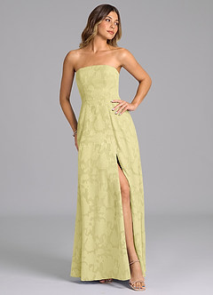 Azazie Wren Bridesmaid Dresses Lemon Sorbet A-Line Strapless Floral Burnout Dress image7