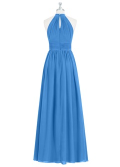 Azazie Cherish Bridesmaid Dresses Blue Jay A-Line Pleated Chiffon Dress image7