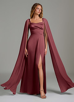 Azazie Niveah Bridesmaid Dresses Merlot A-Line Strapless Stretch Satin Convertible Dress image5