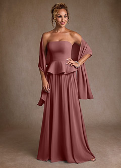 Azazie Josabeth Klänningar till brudens mor Klänning A-Line i Chiffong Plisserad Desert Rose image1