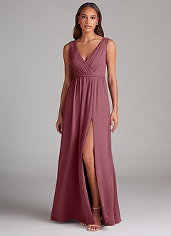 Azazie Tanicia Bridesmaid Dresses Desert Rose A-Line Pleated Chiffon Dress image1