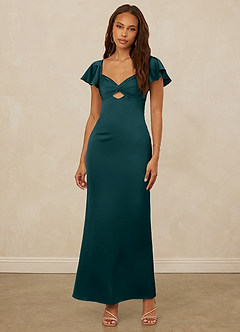 Christian Siriano Bridal for Azazie 1005 Robes de demoiselle d'honneur Robe Fourreau en Satin extensible Encolure en Forme de Cœur Vert Pin image4