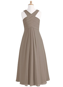 Azazie Kaleigh A-Line Pleated Chiffon Floor-Length Junior Bridesmaid Dress image6