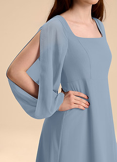 Azazie Bondi Junior Dusty Blue A-Line Blouson Chiffon Dress image8