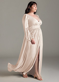 Azazie Norah Bridesmaid Dresses White Alabaster A-Line Stretch Satin Dress image10