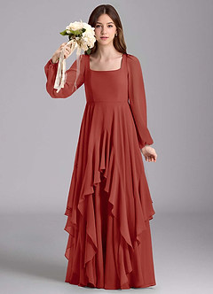 Azazie Clara Junior Klänning av A-Line i Chiffong Blouson image3