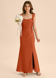 Azazie Jessamine Junior Burnt Orange Mermaid Sweetheart Neckline Chiffon Dress image1
