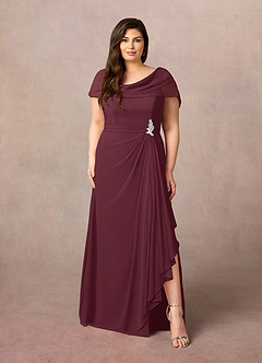 Azazie Mary Mother of the Bride Dresses Cabernet A-Line Side Slit Chiffon Dress image6