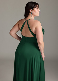 Azazie Davis Brudtärnklänningar Klänning av A-Line i Stretch Satin Plisserad Mörkgrön image12