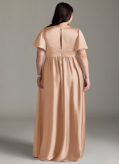Azazie Verna Maternity Bridesmaid Dresses A-Line Ruched Stretch Satin Floor-Length Dress image11