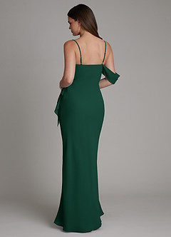 Azazie Yura Bridesmaid Dresses Emerald Mermaid Off the Shoulder Chiffon Dress image3