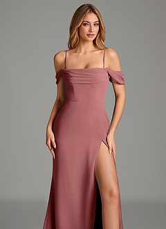 Azazie Riley Robes de demoiselle d'honneur Robe Fourreau Convertible en Mousseline de soie Épaule décolletée Améthyste image8