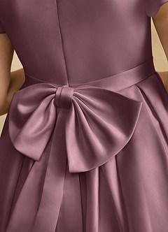 Azazie Pearl Flower Girl Dresses Vintage Mauve Ball-Gown Pleated Matte Satin Dress image8