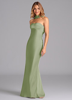 Azazie Lusinda Brudtärnklänningar Klä av Sjöjungfru i Stretch Satin Axelbandslös Dusty Sage image1