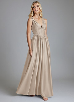 Azazie Delmie Bridesmaid Dresses Frost A-Line Corset Stretch Satin Dress image5