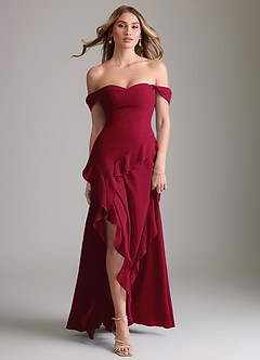 Azazie Sloane Bridesmaid Dresses Burgundy A-Line Sweetheart Neckline Chiffon Dress image5