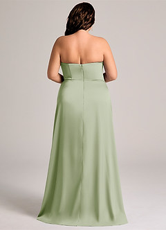 Azazie Wren Jurken voor bruidsmeisjes Converteerbaar Jurk van Stretch Satijn met A-Lijn Strapless Stoffige Salie image7