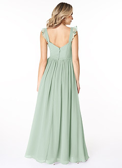 Azazie Stassie Brautjungfernkleider A-Linie Herzchen Gerüscht Chiffon Kleid Agave image2