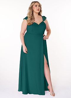 Azazie Everett Bridesmaid Dresses Peacock A-Line V-neck Ruched Chiffon Dress image9