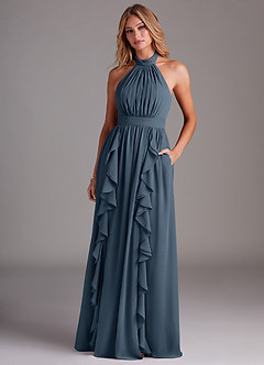 Azazie Avary Bridesmaid Dresses Neptune A-Line Pleated Chiffon Dress image4