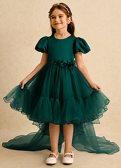 Azazie Cocoa vestidos de niña de las flores Vestido de Pino de Tul de Princesa con Plisado image3