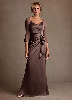 Azazie Nampa Abiti per la Madre della Sposa Abito Tubino in Maglia Plissettato Ganache image1