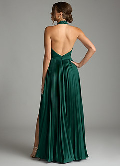 Azazie Zienna Robes de demoiselle d'honneur Robe Trapèze en Satin extensible Plissée émeraude image2