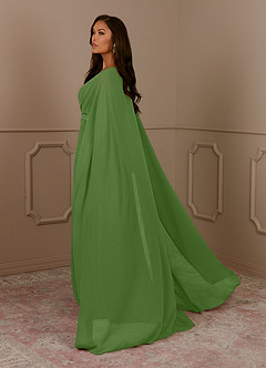 Azazie Isa Mère de la mariée Robes Robe Trapèze en Mousseline de soie Col V plissé Basilic image3