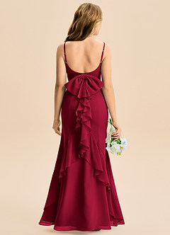Azazie Lioren Junior Burgundy Mermaid Bow Chiffon Dress image5