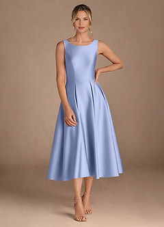 Azazie Fulton Mother of the Bride Dresses Ice A-Line Pleated Stretch Satin Dress image4