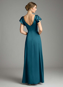 Azazie Omari Bridesmaid Dresses Ink Blue A-Line Stretch Satin Dress image2