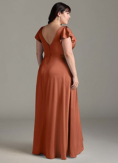 Azazie Omari Vestidos de damas de honor Vestido de Rosa De Cedro de Satén Elástico de Corte en A image9