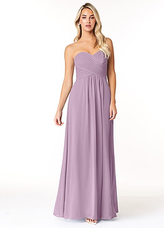 Azazie Yazmin Robes de demoiselle d'honneur Robe Trapèze Convertible en Mousseline de soie Encolure en Forme de Cœur Glycine image4