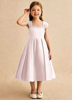 Azazie Yosemite Flower Girl Dresses Blushing Pink Ball-Gown Sweetheart Neckline Matte Satin Dress image5