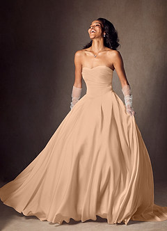 Azazie Alta Wedding Dresses English Rose A-Line Strapless Stretch Satin Dress image7