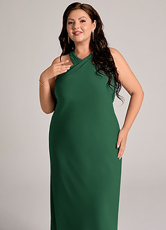 Azazie Doretta Bridesmaid Dresses Dark Green Mermaid Pleated Chiffon Dress image11