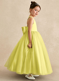 Azazie Peanut Flower Girl Dresses Canary A-Line Strap Tulle Dress image3