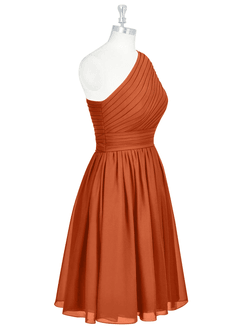 Azazie Katrina Bridesmaid Dresses Burnt Orange A-Line One Shoulder Chiffon Dress image8