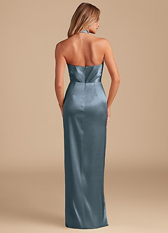 Azazie Zaya Jurken voor bruidsmeisjes Jurk van Metaalachtig Satijn met Kolom Geplooid Schemering image7