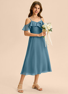 Azazie Kamilla Junior Klä av A-Line i Chiffong Av axeln image5