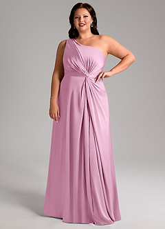 Azazie Brooke Bridesmaid Dresses Candy Pink A-Line One Shoulder Stretch Satin Dress image5
