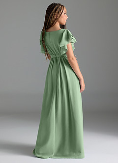 Azazie Daphne Junior Matcha A-Line Pleated Chiffon Dress image5
