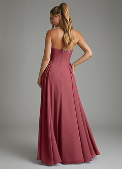 Azazie Evan Bridesmaid Dresses Merlot A-Line Strapless Chiffon Dress image2