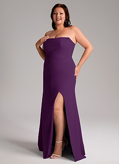 Azazie Leonis Jurken voor bruidsmeisjes Converteerbaar Jurk van Chiffon met Kolom Strapless Druif image13