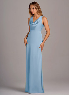 Azazie Wrenlee Bridesmaid Dresses Powder Blue A-Line Stretch Satin Dress image5