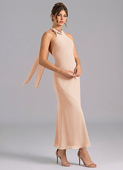 Azazie Velli Bridesmaid Dresses English Rose Mermaid High Neck Chiffon Dress image3