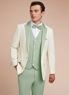 front Adrian Dusty Sage Shawl Lapel Structured Stretch Tuxedo Jacket